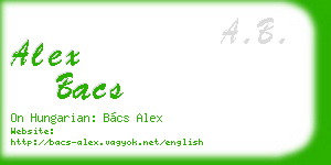 alex bacs business card
