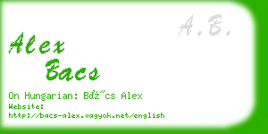 alex bacs business card